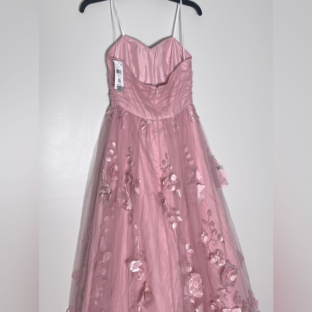 BCX Juniors' 3D Floral Ruched Strapless Gown, evening dress size 3 pink New - Picture 11 of 16